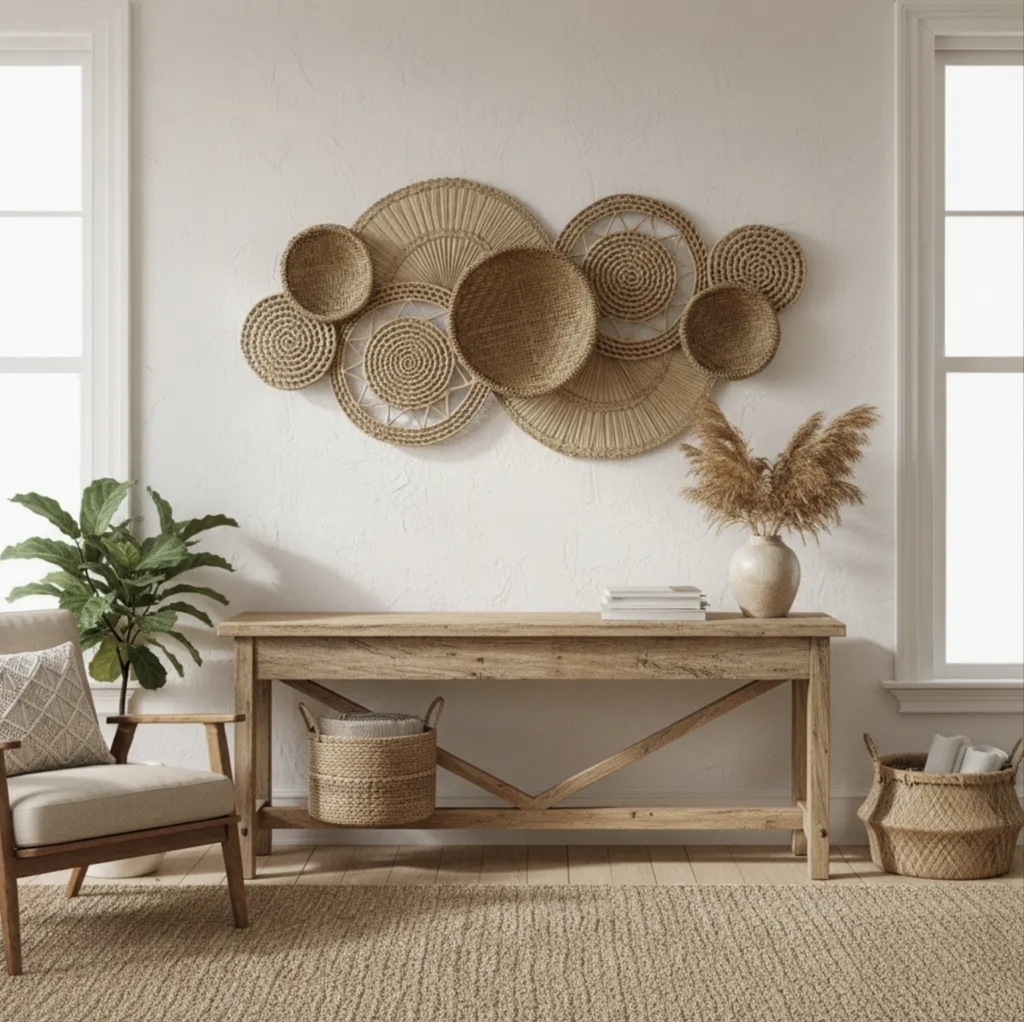 Composição Cestaria Parede Boho Praia
