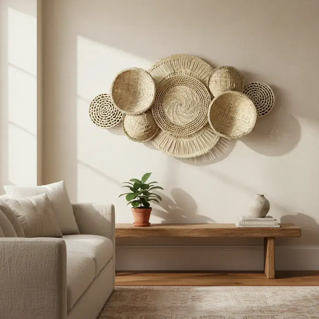 Kit Decoração Cestaria De Parede Composição Bawá