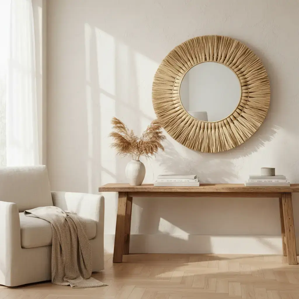 Espelho Decorativo Mandala Palha 2
