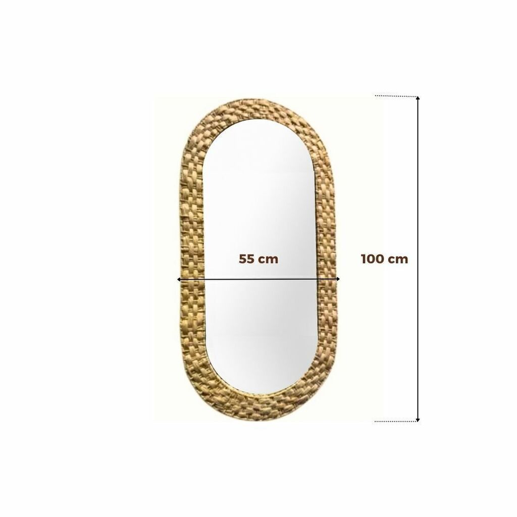 Espelho Fibra de Palha Oval Decorativo 3