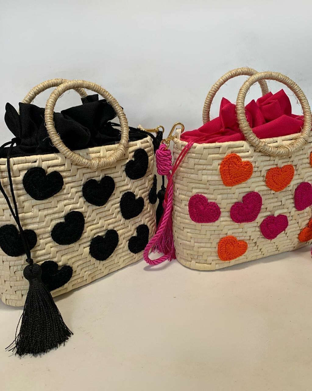 Bolsa De Palha Artesanal Coração 2
