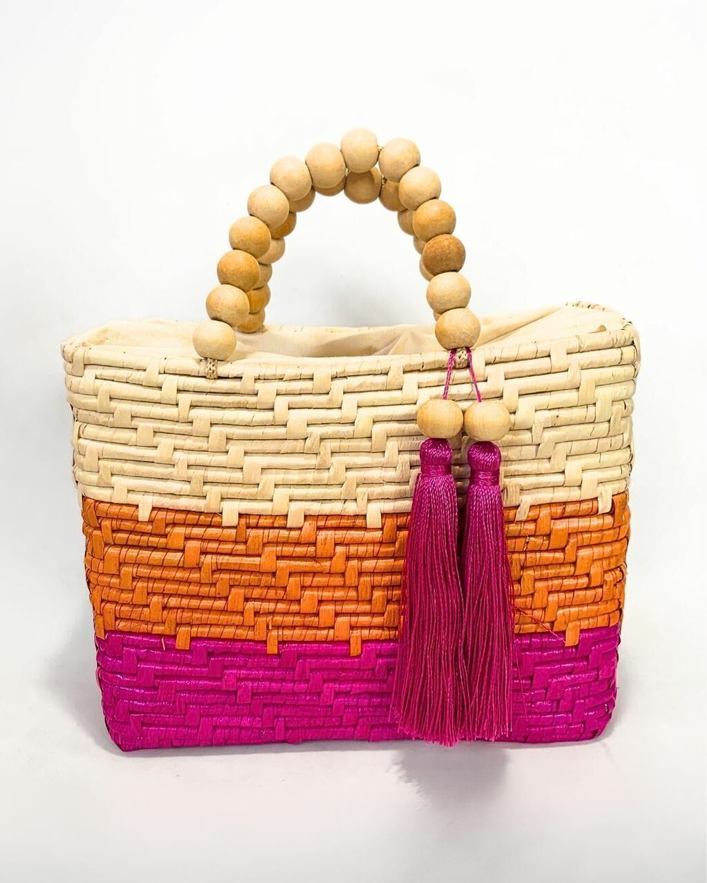 Bolsa De Palha Artesanal Bicolor Praia 5