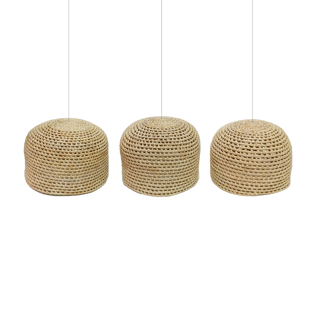 Composição Luminárias Oval Palha de Carnaúba 3 peças 5