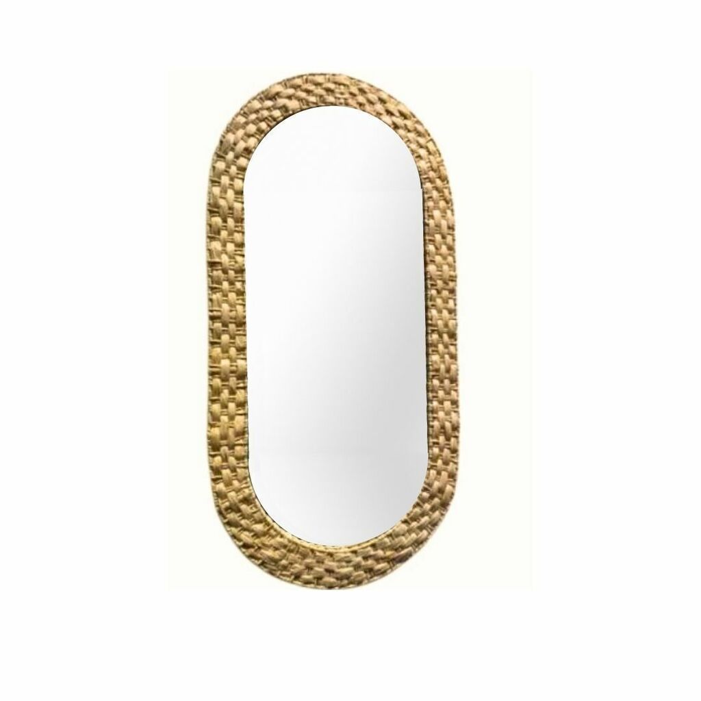Espelho Fibra de Palha Oval Decorativo 2