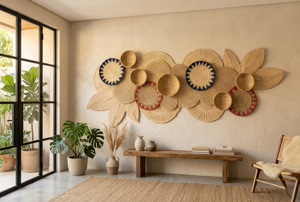 Decoração de Parede Grande Cestaria de Palha Marajá 2 m