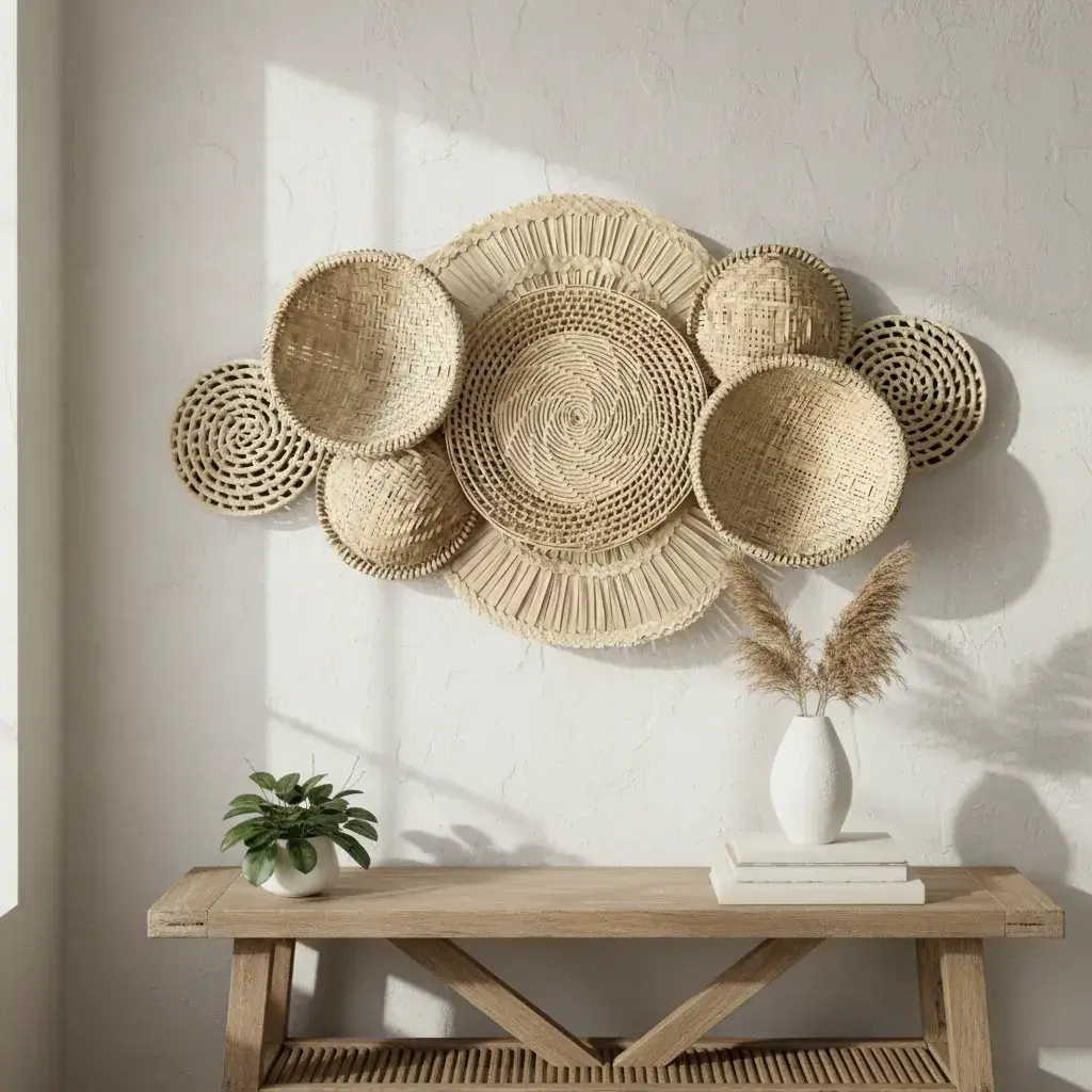 Kit Decoração Cestaria De Parede Composição Bawá 2