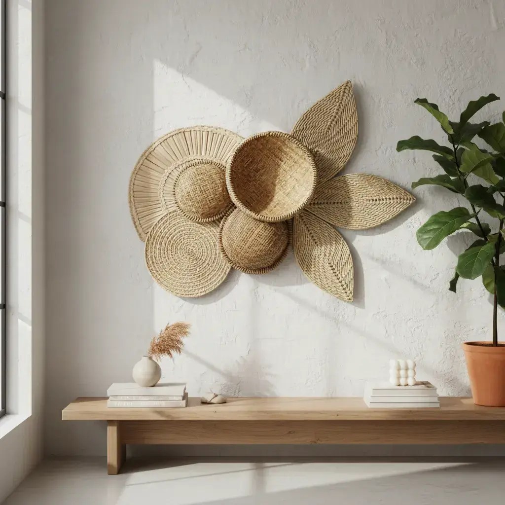Decoração De Parede Palha Composição Karapanã
