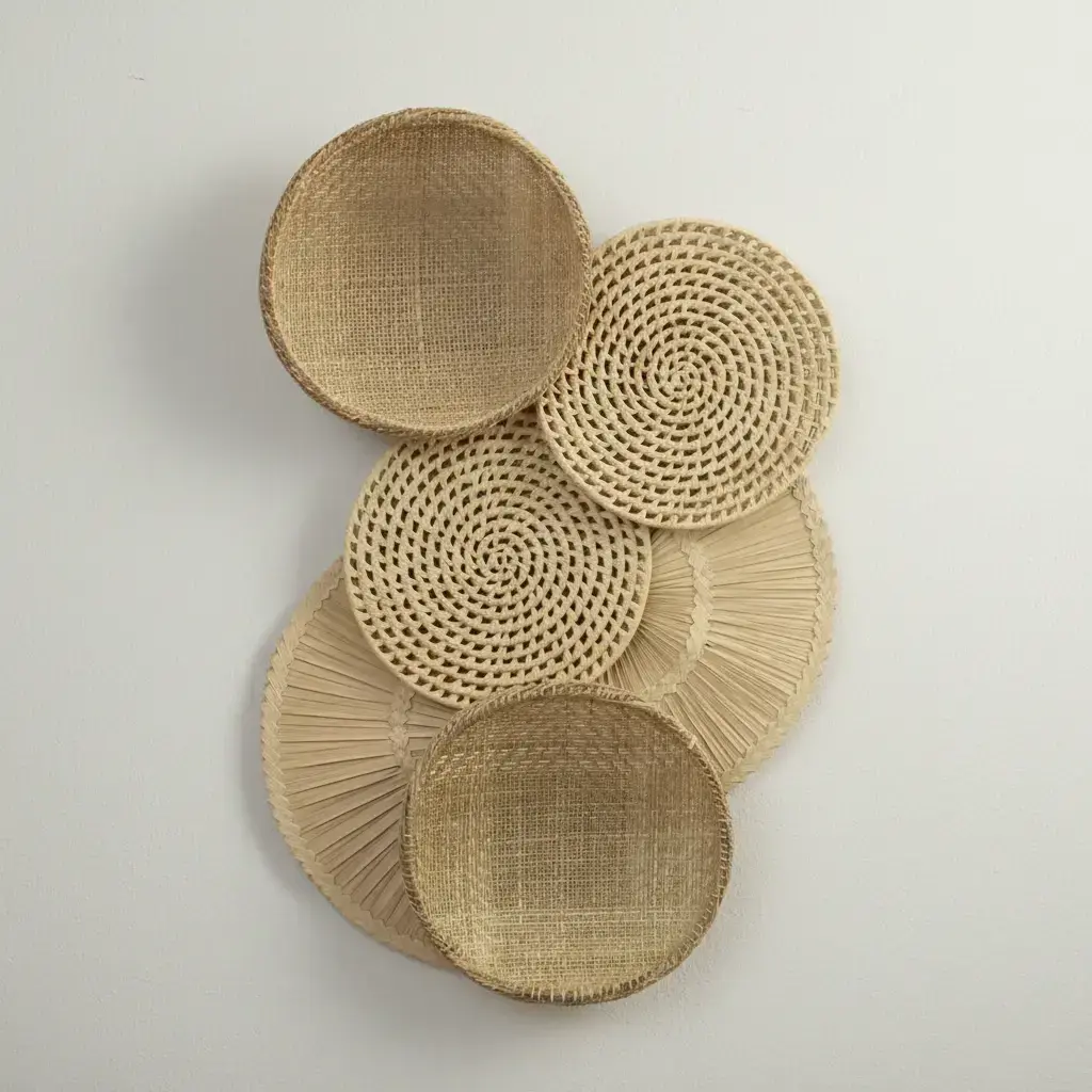 Composição Cestaria de Palha Decorativo Mandala Sol 2