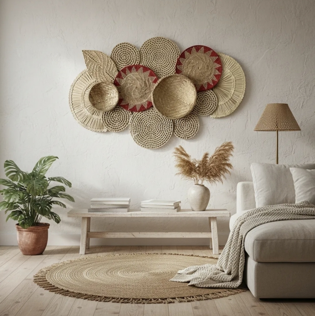 Composição Cestarias De Parede Boho Bali