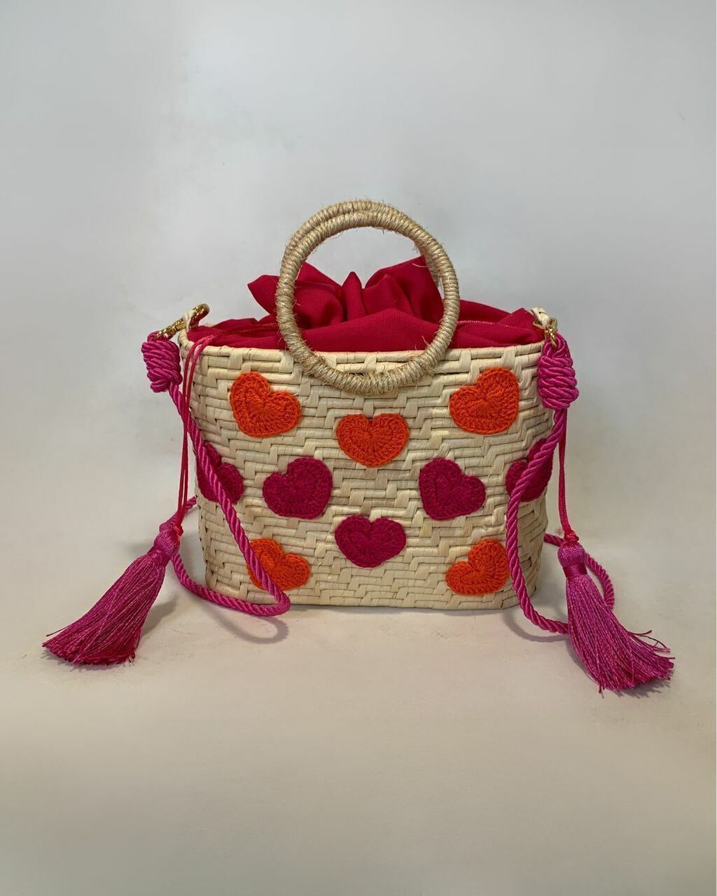 Bolsa De Palha Artesanal Coração 9