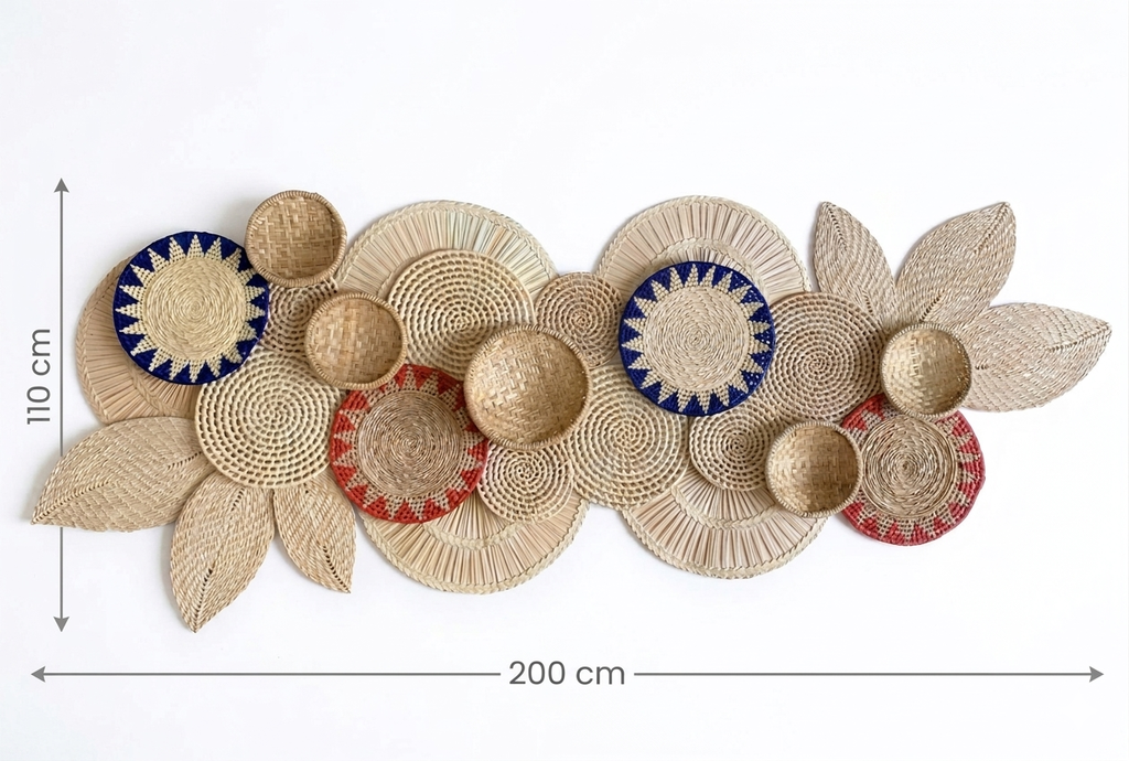 Decoração de Parede Grande Cestaria de Palha Marajá 2 m 4