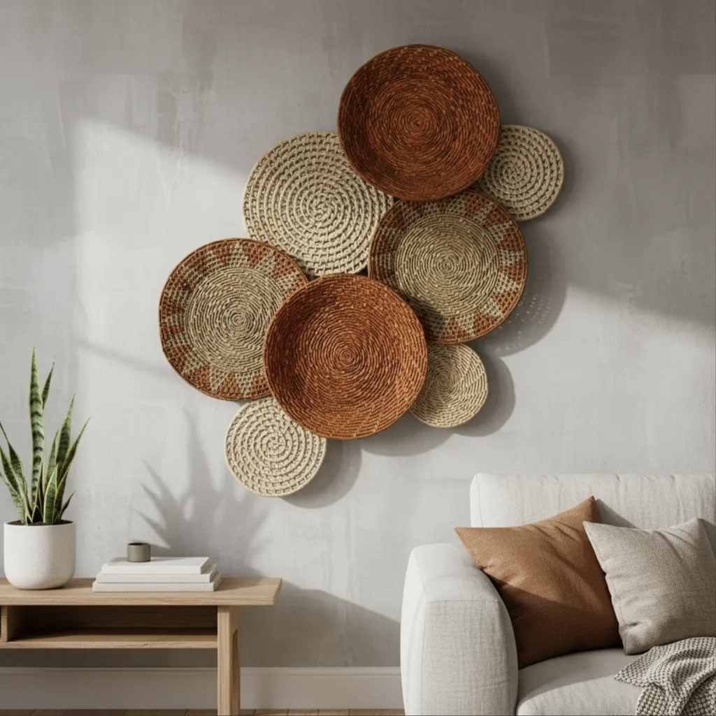 Decoração Parede Painel De Palha Boho Wassu
