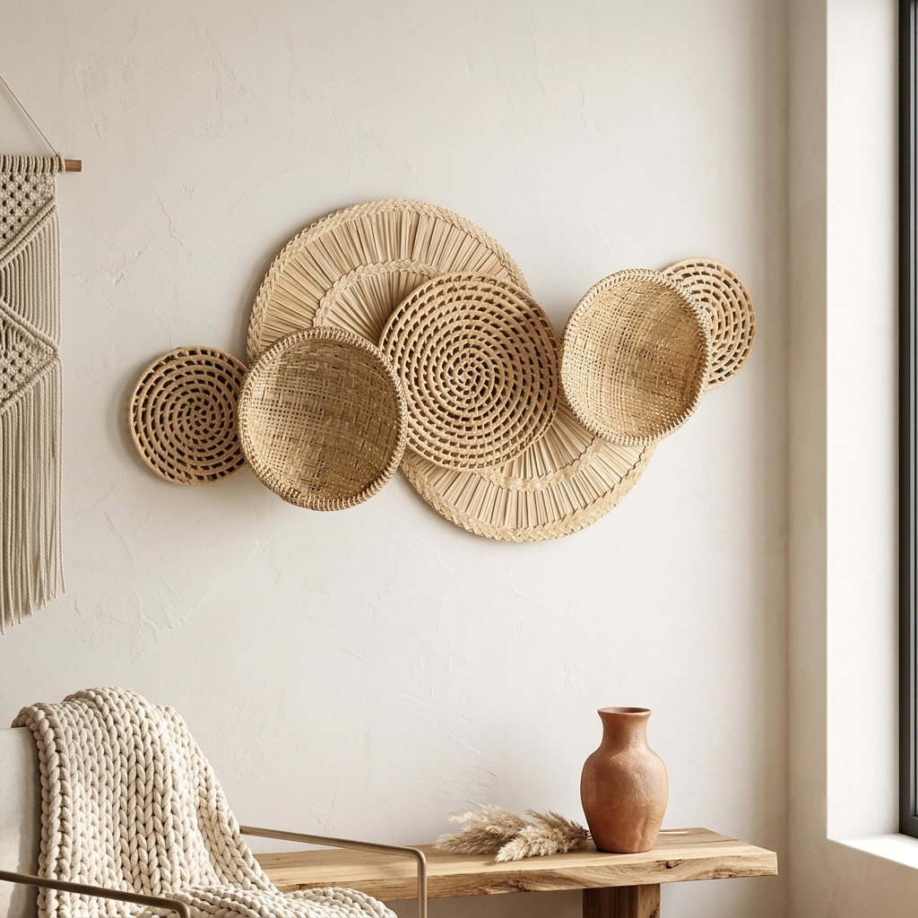 Composição Decorativa De Parede Palha Karajá