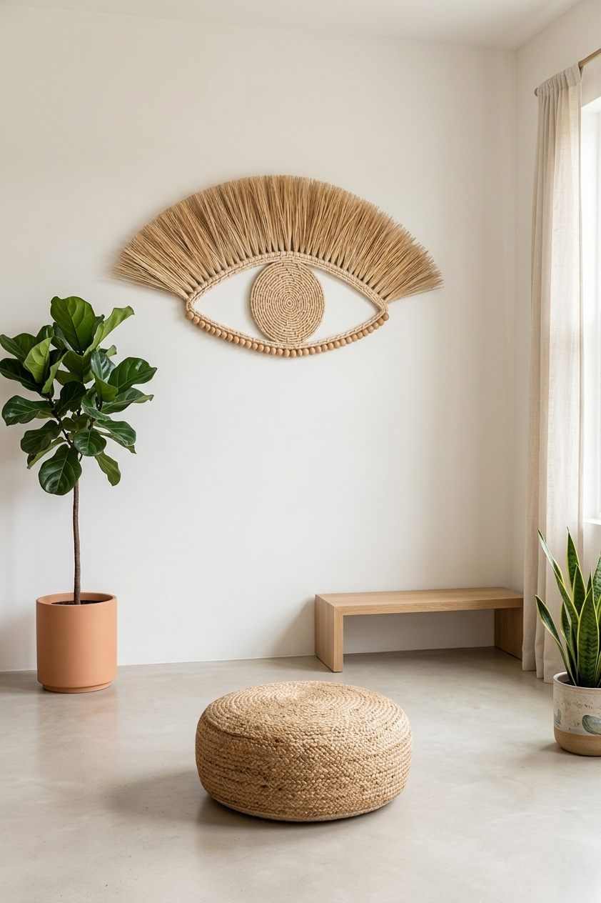 Olho Grego de Palha Decoração de Parede Boho 6