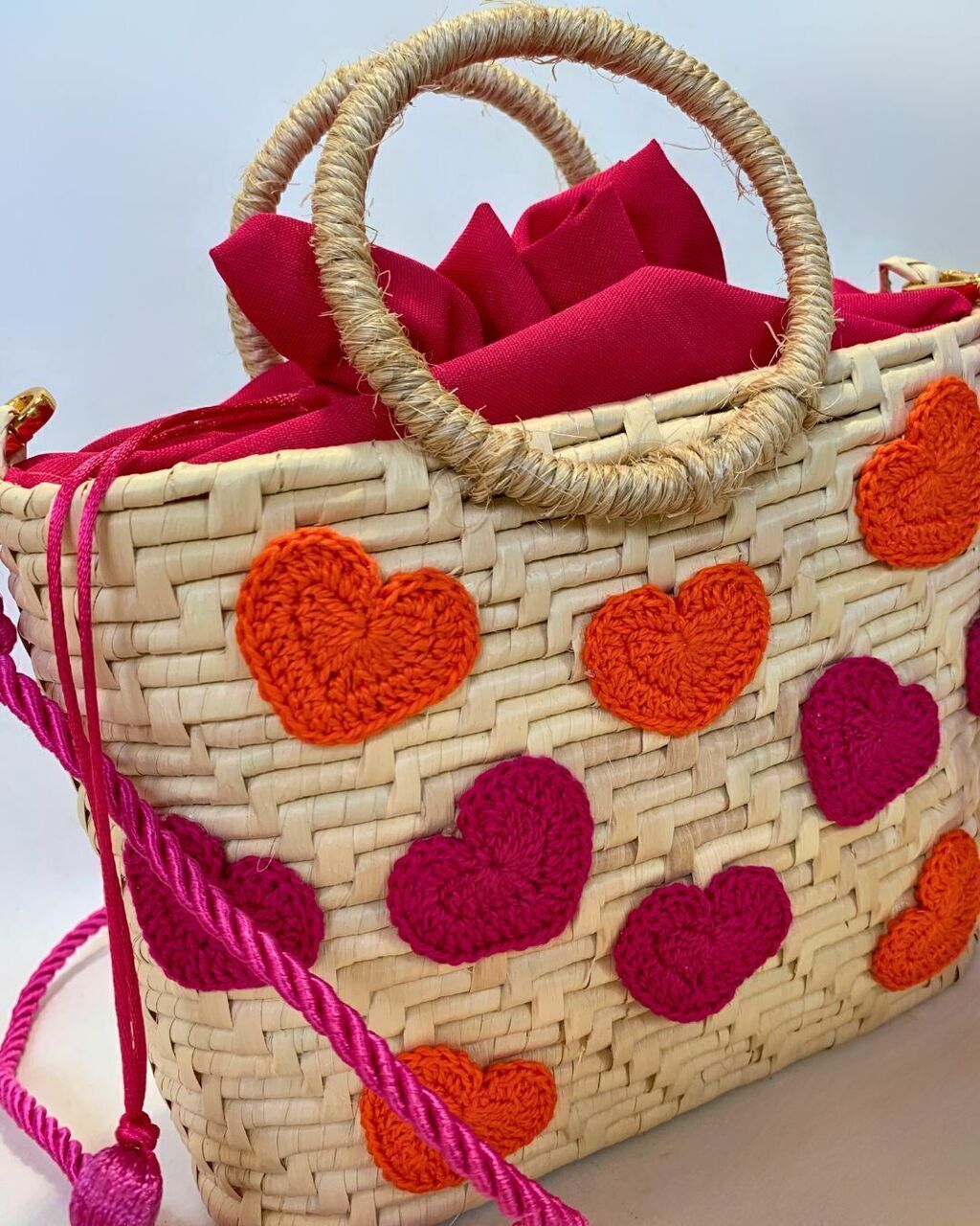 Bolsa De Palha Artesanal Coração 11