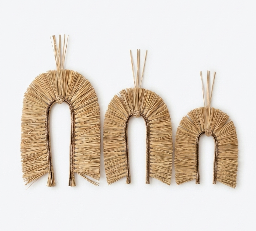 Trio Cocar Decorativo de Parede Palha 2