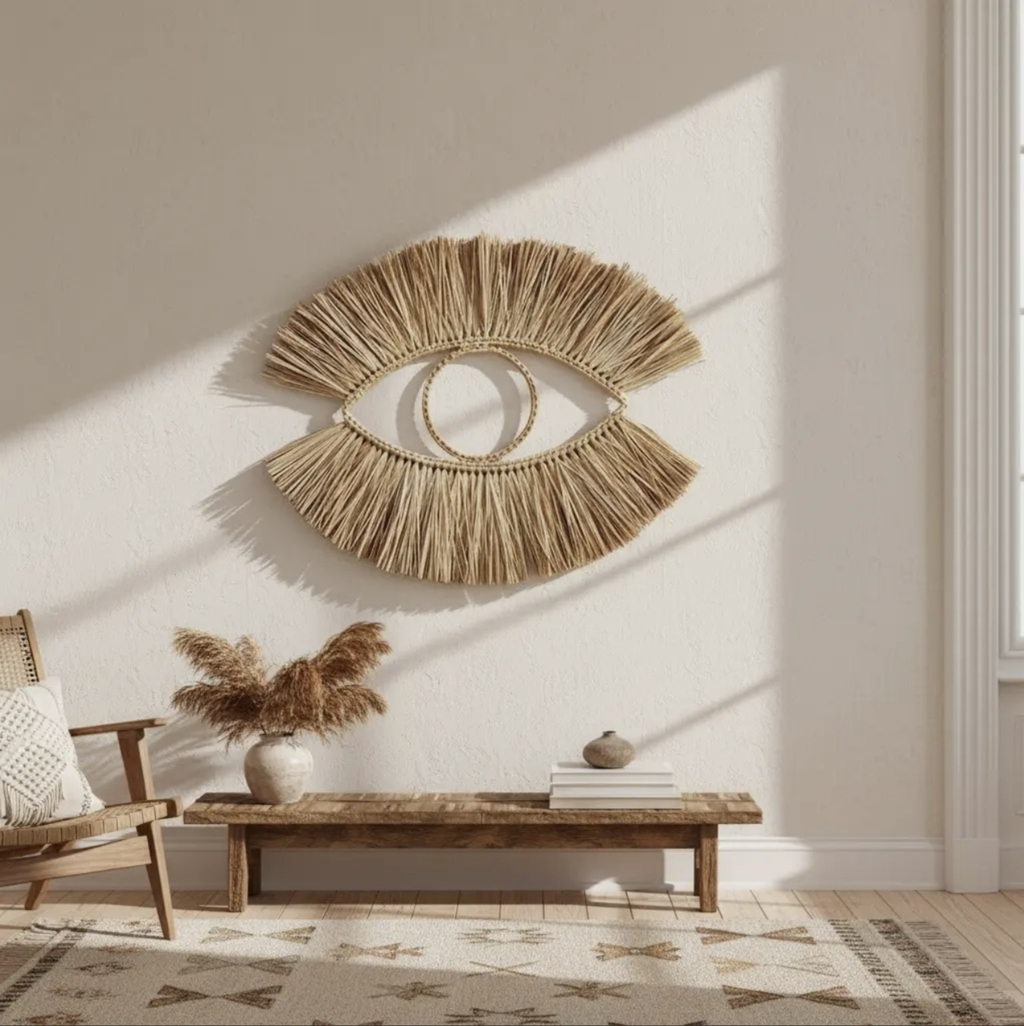 Olho Grego de Palha Decoração de Parede Boho