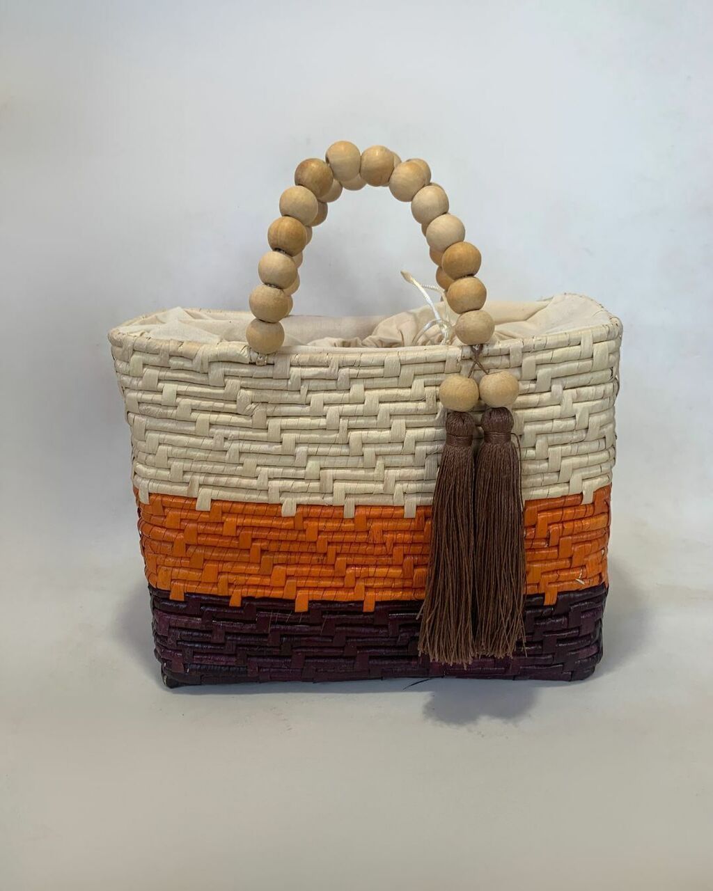 Bolsa De Palha Artesanal Bicolor Praia 2