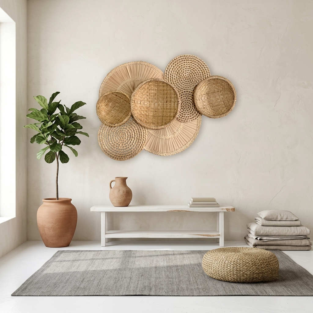 Cestaria De Parede Palha Composição Artesanal Maway