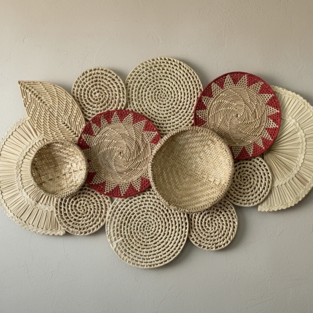 Composição Cestarias De Parede Boho Bali 2