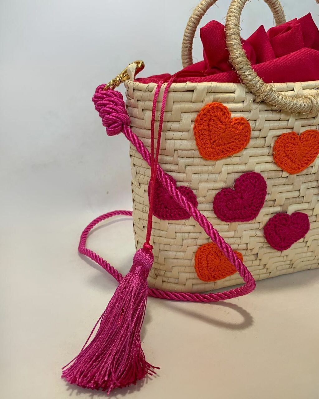 Bolsa De Palha Artesanal Coração 10