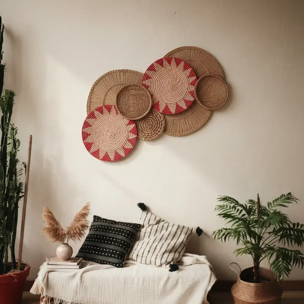 Composição Cestaria de Parede Palha Kalani 14