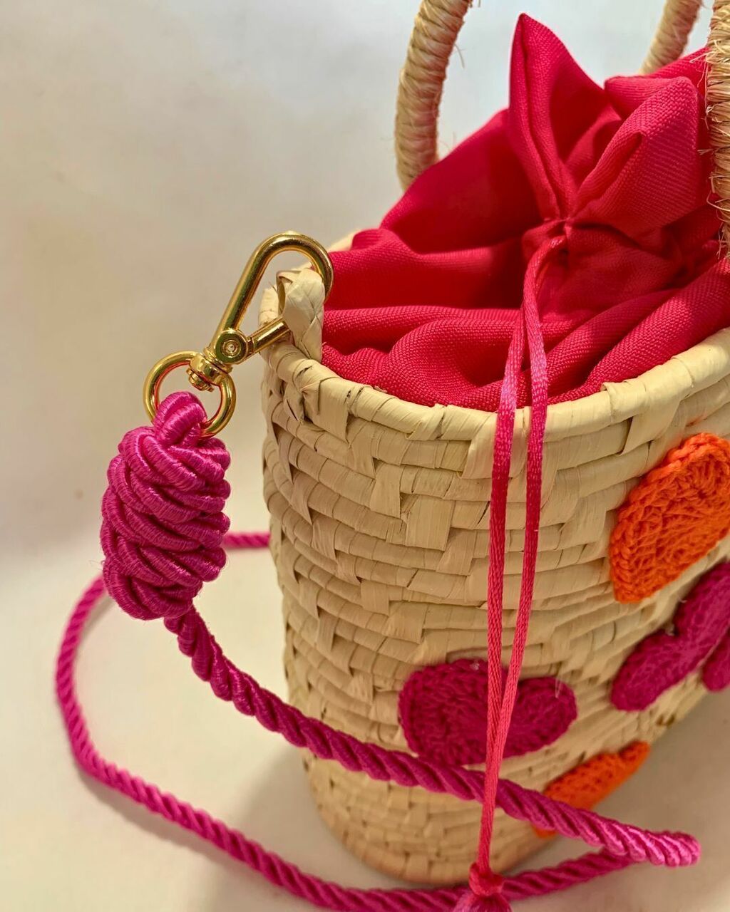 Bolsa De Palha Artesanal Coração 12