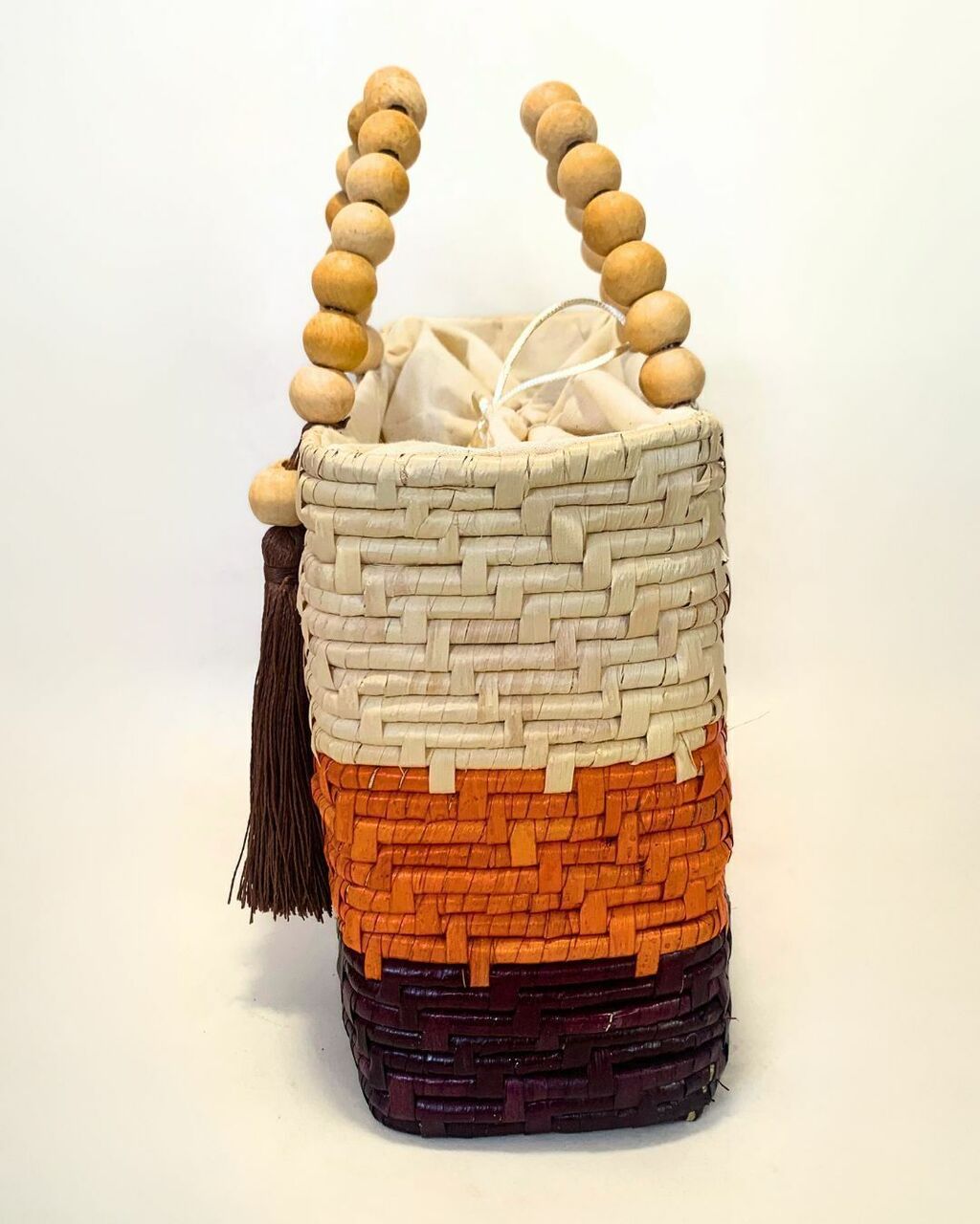 Bolsa De Palha Artesanal Bicolor Praia 3