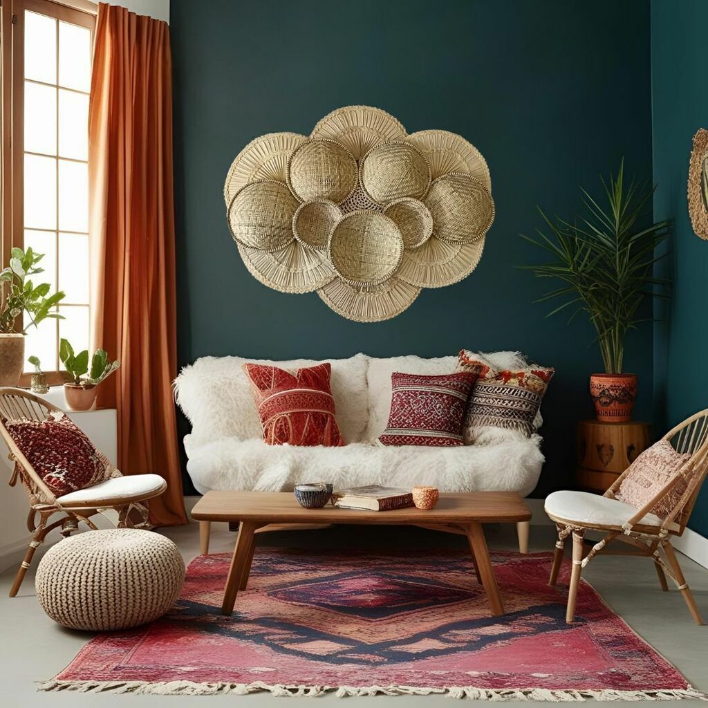 Decoração Cestaria De Parede Boho Pitanga