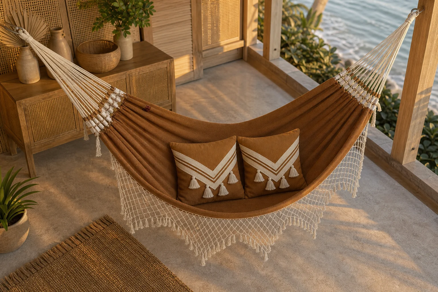 ​Rede de Descanso Casal Bucho de Boi 100% Algodão Premium – Conforto e Design Natural 2